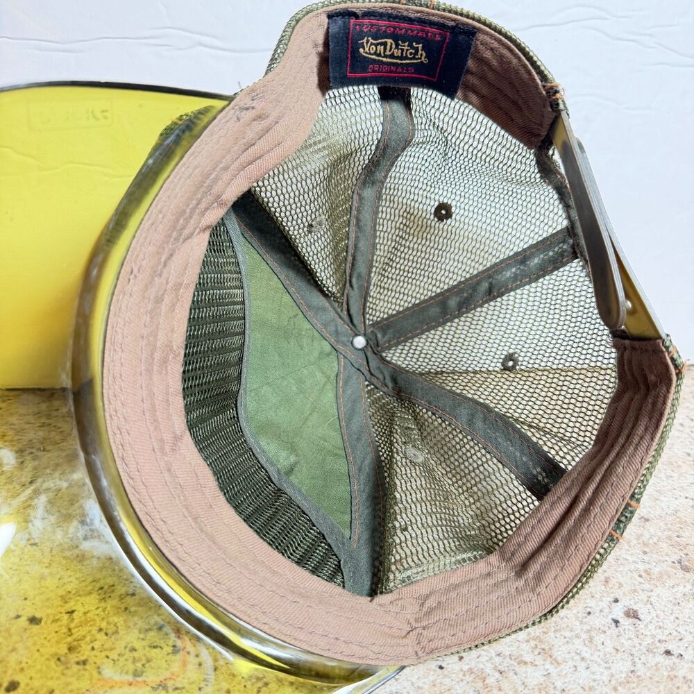 Vintage Von Dutch Sage Green Suede UV400 Clear Visor Trucker Hat Y2K Rare - Picture 7 of 16